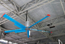 Потолочные вентиляторы для коровников и других больших помещений Большие горизонтальные потолочные вентиляторы (дестратификаторы)